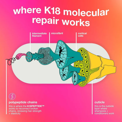 K18 Leave-In Molecular Repair Hair Mask, Patented, Lasting Repair For Dry, Frizzy, Damaged Hair, Reverse Damage In 4 Minutes From Bleach, Color, Chemical Services + Heat