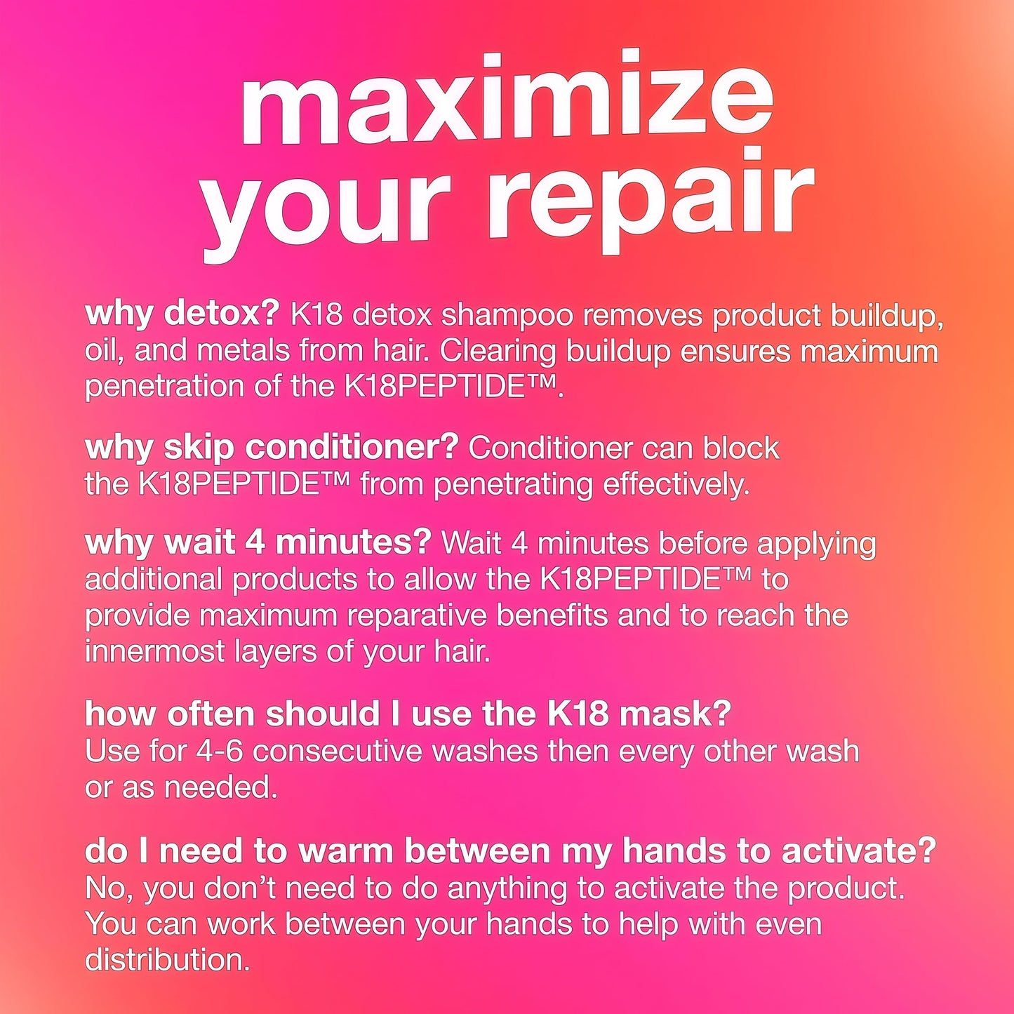 K18 Leave-In Molecular Repair Hair Mask, Patented, Lasting Repair For Dry, Frizzy, Damaged Hair, Reverse Damage In 4 Minutes From Bleach, Color, Chemical Services + Heat