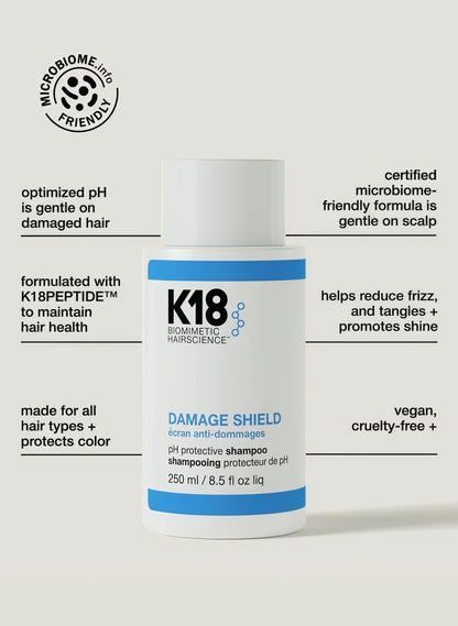 K18 Damage Shield Protective Shampoo, Reduces Frizziness & Tangles, Maintains Hair Health